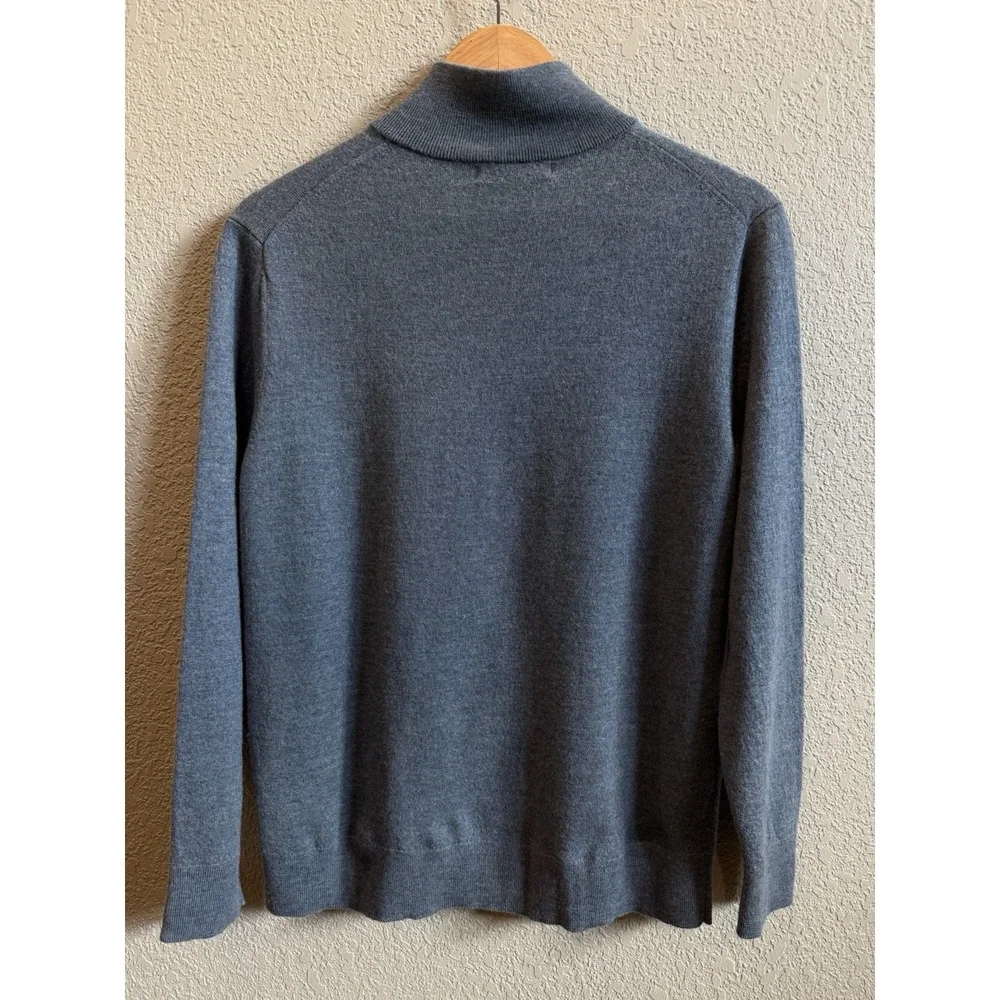 Banana Republic Blue Heather 100% Merino Wool Long Sleeve 1/4 Zip